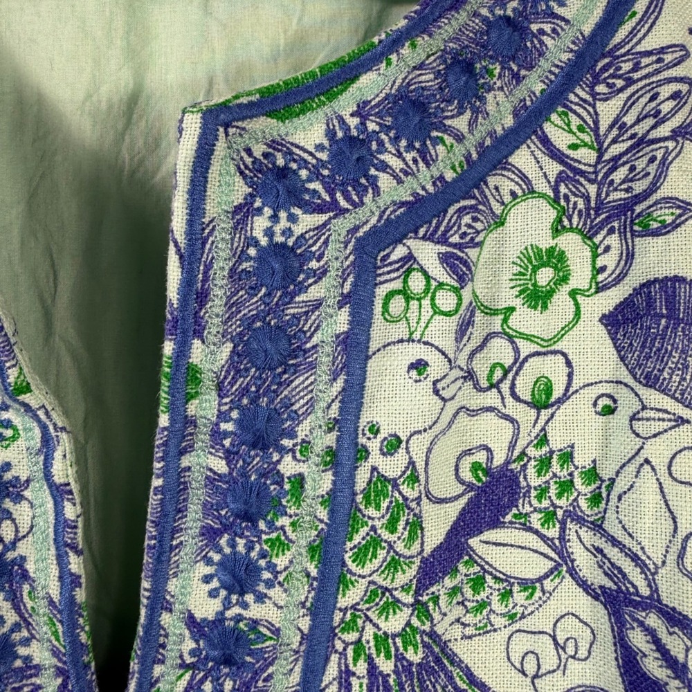 Vineyard Vines Linen Cotton Shift Dress Floral Tunic Dress 12 Preppy Coastal - Picture 8 of 16